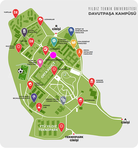 Yıldız Teknik Üniversitesi Davutpaşa Kampüsü haritası